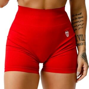 Red High-Waisted Women's Shorts